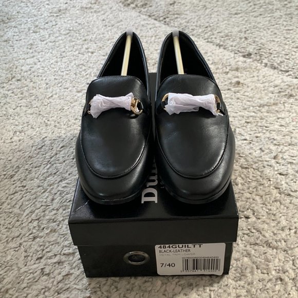 💎NWT Dune London Black Leather Metal Trim Loafers💎 - Picture 4 of 7